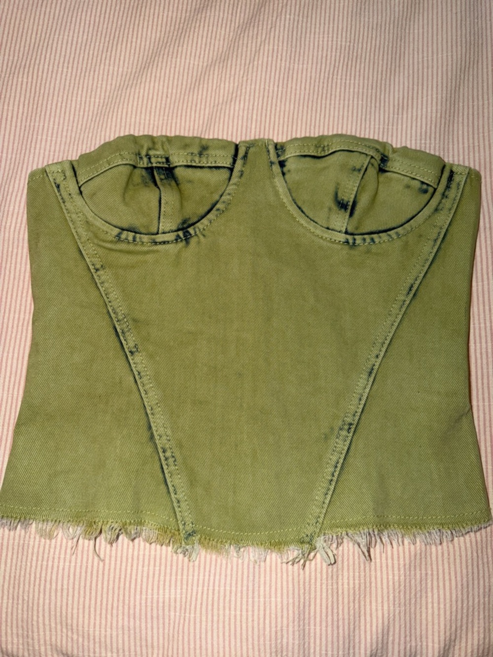 PrettyLittleThing Green Strapless Corset Top